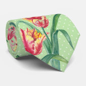 Waterverf Yellow Parrot Tulip Floral Illustration Stropdas (Opgerold)