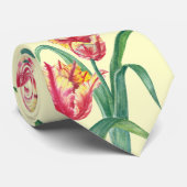 Waterverf Yellow Parrot Tulip Floral Illustration Stropdas (Opgerold)