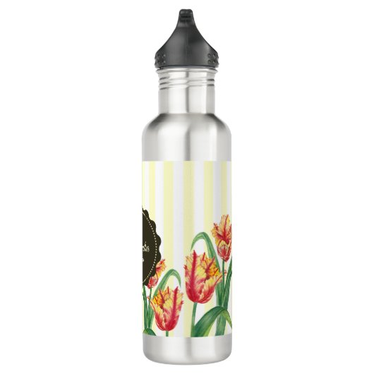 Waterverf Yellow Parrot Tulip Floral Illustration Waterfles (Rechts)