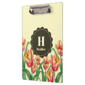 Waterverf Yellow Parrot Tulips Floral Monogram Klembord (Links)