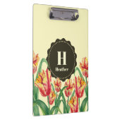 Waterverf Yellow Parrot Tulips Floral Monogram Klembord (Rechts)