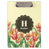 Waterverf Yellow Parrot Tulips Floral Monogram Klembord (Voorkant)