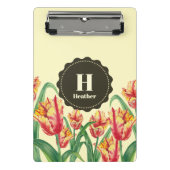 Waterverf Yellow Parrot Tulips Floral Monogram Mini Klembord (Voorkant)