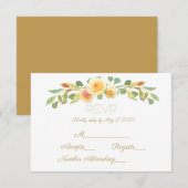 Waterverf Yellow Rose Bouquet RSVP Kaartje (Voorkant / Achterkant)