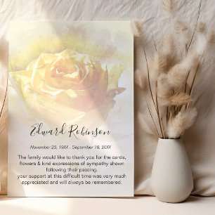 Waterverf Yellow Rose Memorial Hartelijk dank Bedankkaart