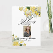 Waterverf Yellow Roses Butterfly Uitvaartprogramma Programma (Voorkant)