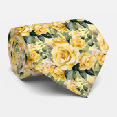 Waterverf Yellow Roses Spring Summer Floral Stropdas (Opgerold)