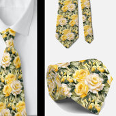 Waterverf Yellow Roses Spring Summer Floral Stropdas