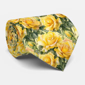 Waterverf Yellow Roses Spring Summer Floral Stropdas (Opgerold)