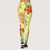 Waterverf Yellow Spring Flowers Bloempatroon Leggings (Achterkant)