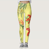 Waterverf Yellow Spring Flowers Bloempatroon Leggings (Voorkant)