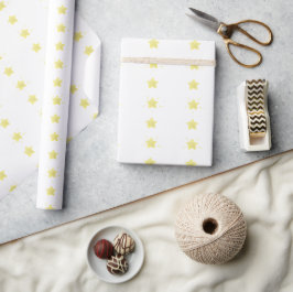 Waterverf Yellow Stars Kerst Cadeaupapier