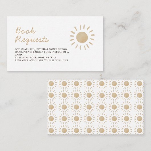 Waterverf Yellow Sun Baby shower Book Request Informatiekaartje (Voorkant / Achterkant)