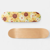 Waterverf Yellow Sunflower en Daisy Persoonlijk Skateboard (Horizontaal)