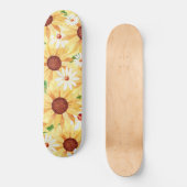 Waterverf Yellow Sunflower en Daisy Persoonlijk Skateboard (Voorkant)