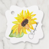 Waterverf Yellow Sunflower Grazie Mille Bedankjes Labels (Voorkant)