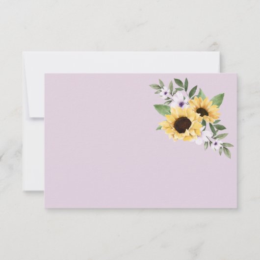 Waterverf Yellow Sunflower & Purple Flowers RSVP (Achterkant)