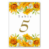 Waterverf Yellow Sunflower Table Number Kaart (Voorkant)