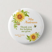 Waterverf Yellow Sunflower Teacher Appreciation Ronde Button 5,7 Cm (Voorkant)