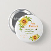 Waterverf Yellow Sunflower Teacher Appreciation Ronde Button 5,7 Cm (Voorkant /achterkant)