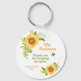 Waterverf Yellow Sunflower Teacher Appreciation Sleutelhanger
