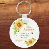 Waterverf Yellow Sunflower Teacher Appreciation Sleutelhanger (Voorkant)