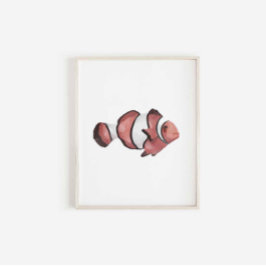 Waterverf Yellowtail Clownfish print