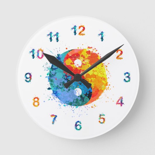 Waterverf Yin en Yang Wall Clock Clock Ronde Klok (Voorkant)