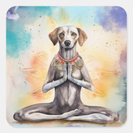 Waterverf Yoga Dog Vierkante Sticker