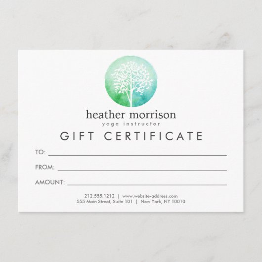 Waterverf Yoga- en Wellness Cadeaucertificaat (Voorkant)