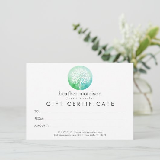 Waterverf Yoga- en Wellness Cadeaucertificaat (Staand voorkant)