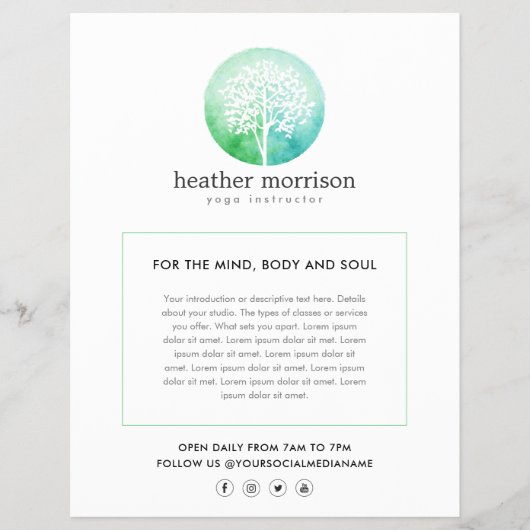 Waterverf Yoga en Wellness Flyer (Voorkant)