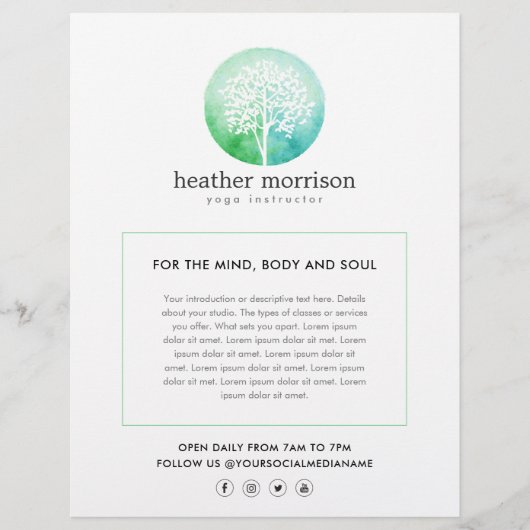 Waterverf Yoga en Wellness Flyer (Voorkant)