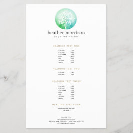 Waterverf Yoga en Wellness Price List Flyer