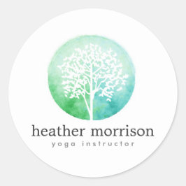 Waterverf Yoga en Wellness Ronde Sticker
