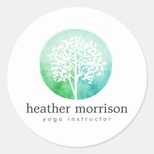 Waterverf Yoga en Wellness Ronde Sticker (Voorkant)