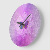 *~* Waterverf Yoga Glitter Butterfly Mandala Grote Klok (Hoek)