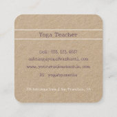 Waterverf Yoga Meisje Leraar in Lotus Pose Vierkante Visitekaartje (Achterkant)