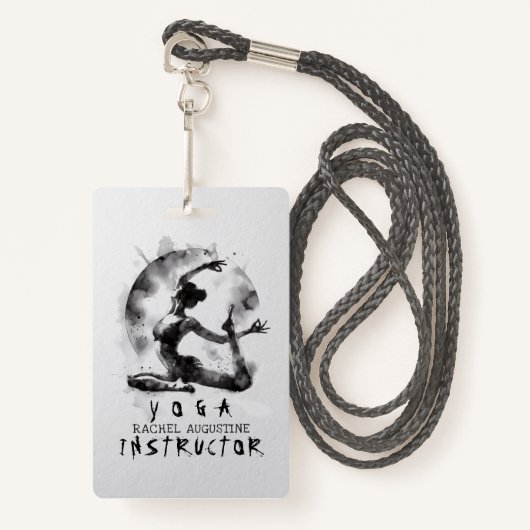 Waterverf Yoga Reiki One-Legged King Pigeon Pose Badge (Voorkant met draagriem)