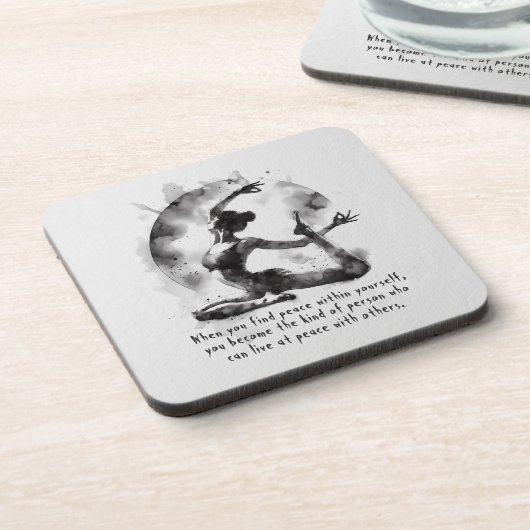 Waterverf Yoga Reiki One-Legged King Pigeon Pose Bier Onderzetter (Linkerzijde)