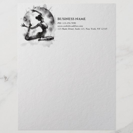 Waterverf Yoga Reiki One-Legged King Pigeon Pose Briefhoofd (Voorkant)