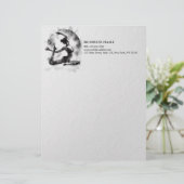 Waterverf Yoga Reiki One-Legged King Pigeon Pose Briefhoofd (Staand voorkant)