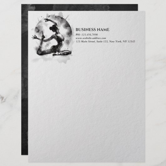 Waterverf Yoga Reiki One-Legged King Pigeon Pose Briefhoofd (Voorkant / Achterkant)