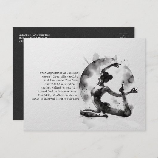 Waterverf Yoga Reiki One-Legged King Pigeon Pose Briefkaart (Voorkant / Achterkant)