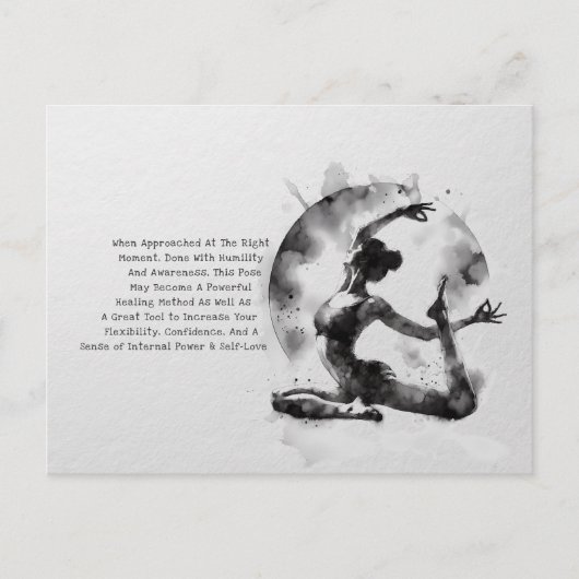 Waterverf Yoga Reiki One-Legged King Pigeon Pose Briefkaart (Voorkant)