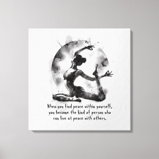 Waterverf Yoga Reiki One-Legged King Pigeon Pose Canvas Afdruk (Voorkant)