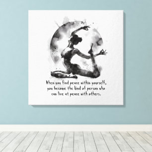 Waterverf Yoga Reiki One-Legged King Pigeon Pose Canvas Afdruk