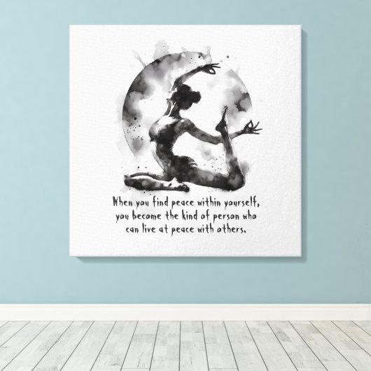 Waterverf Yoga Reiki One-Legged King Pigeon Pose Canvas Afdruk (Insitu (Houten vloer))