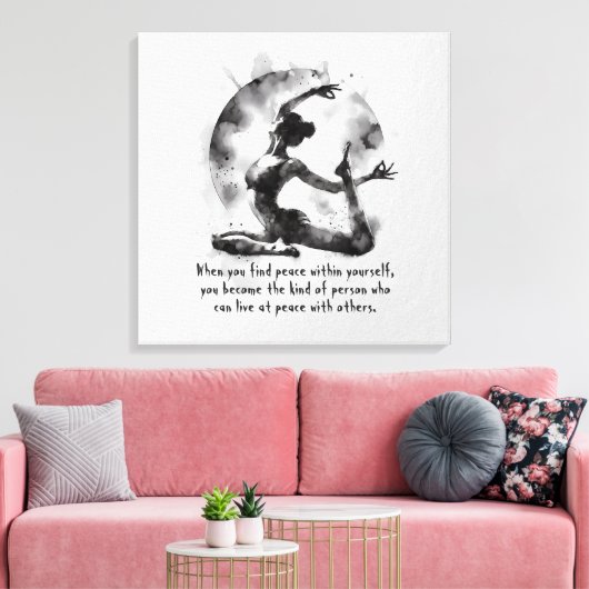 Waterverf Yoga Reiki One-Legged King Pigeon Pose Canvas Afdruk (Insitu (Woonkamer))