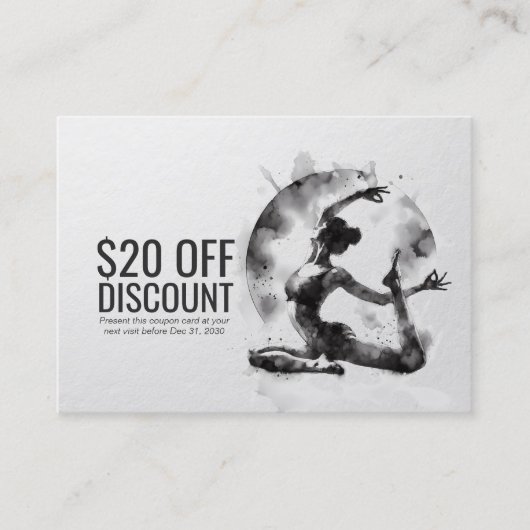 Waterverf Yoga Reiki One-Legged King Pigeon Pose Kortingskaartje (Voorkant)